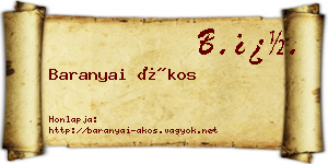 Baranyai Ákos névjegykártya