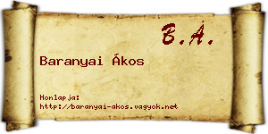 Baranyai Ákos névjegykártya
